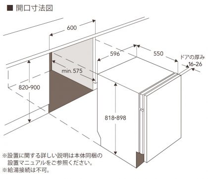 AEG FSK93800P 食器洗い機　ビルトイン　60㎝幅 寸法図