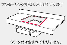 アンダーシンク取付メラミンカウンター